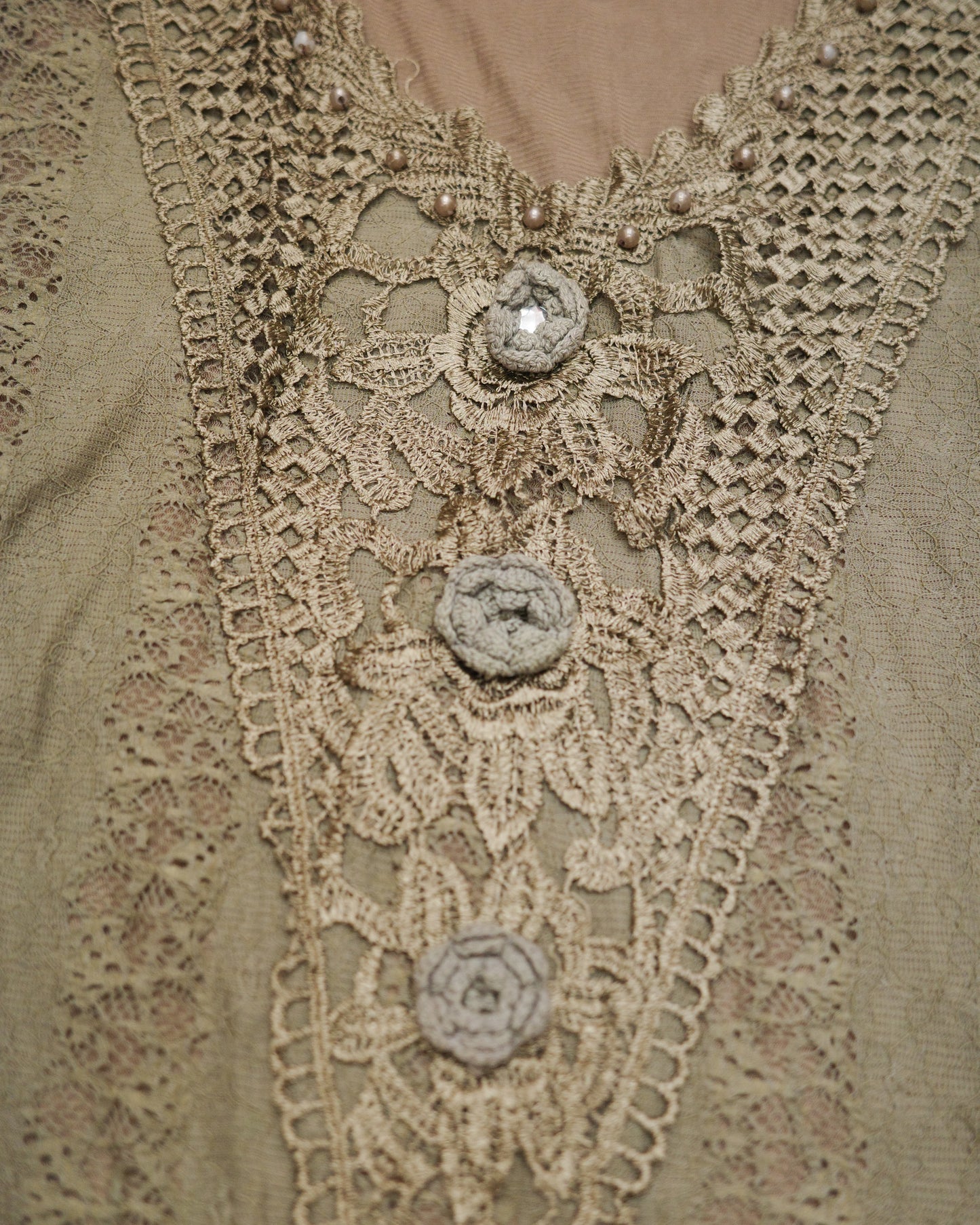 Taupe Layered Lace Top