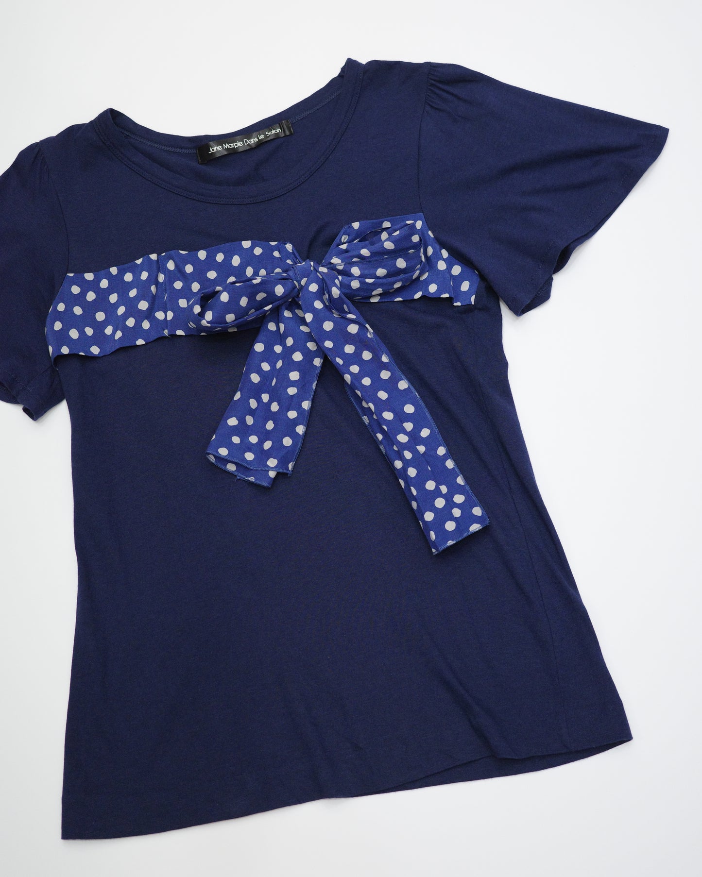 Jane Marple Blue Polka Dot Bow Tee