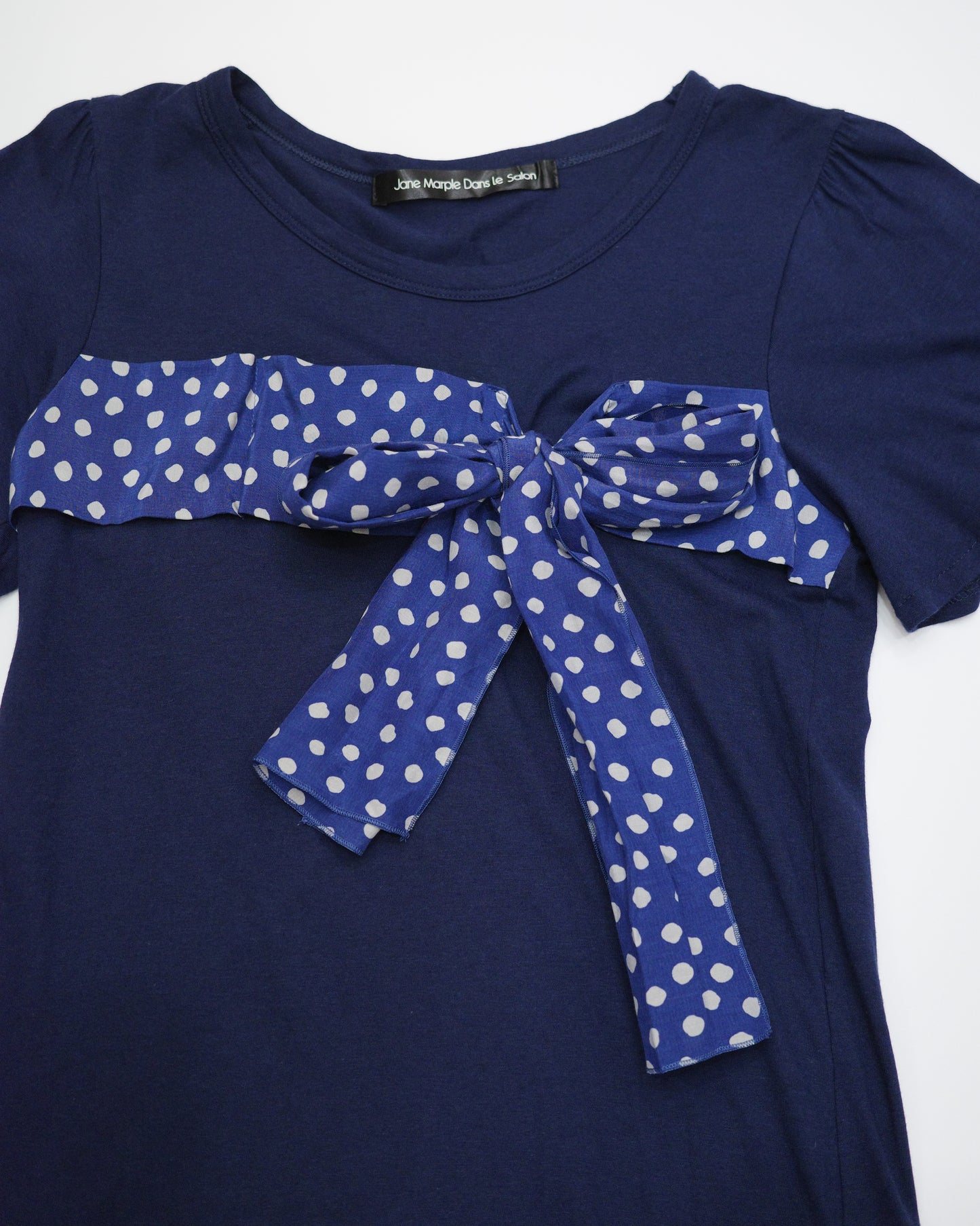Jane Marple Blue Polka Dot Bow Tee