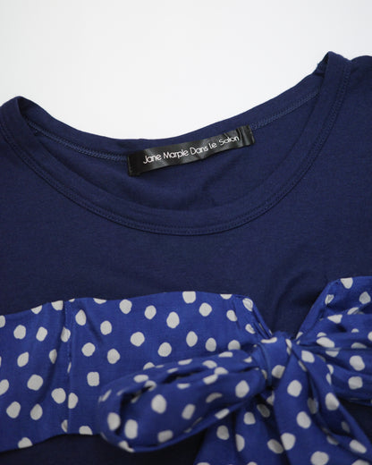 Jane Marple Blue Polka Dot Bow Tee