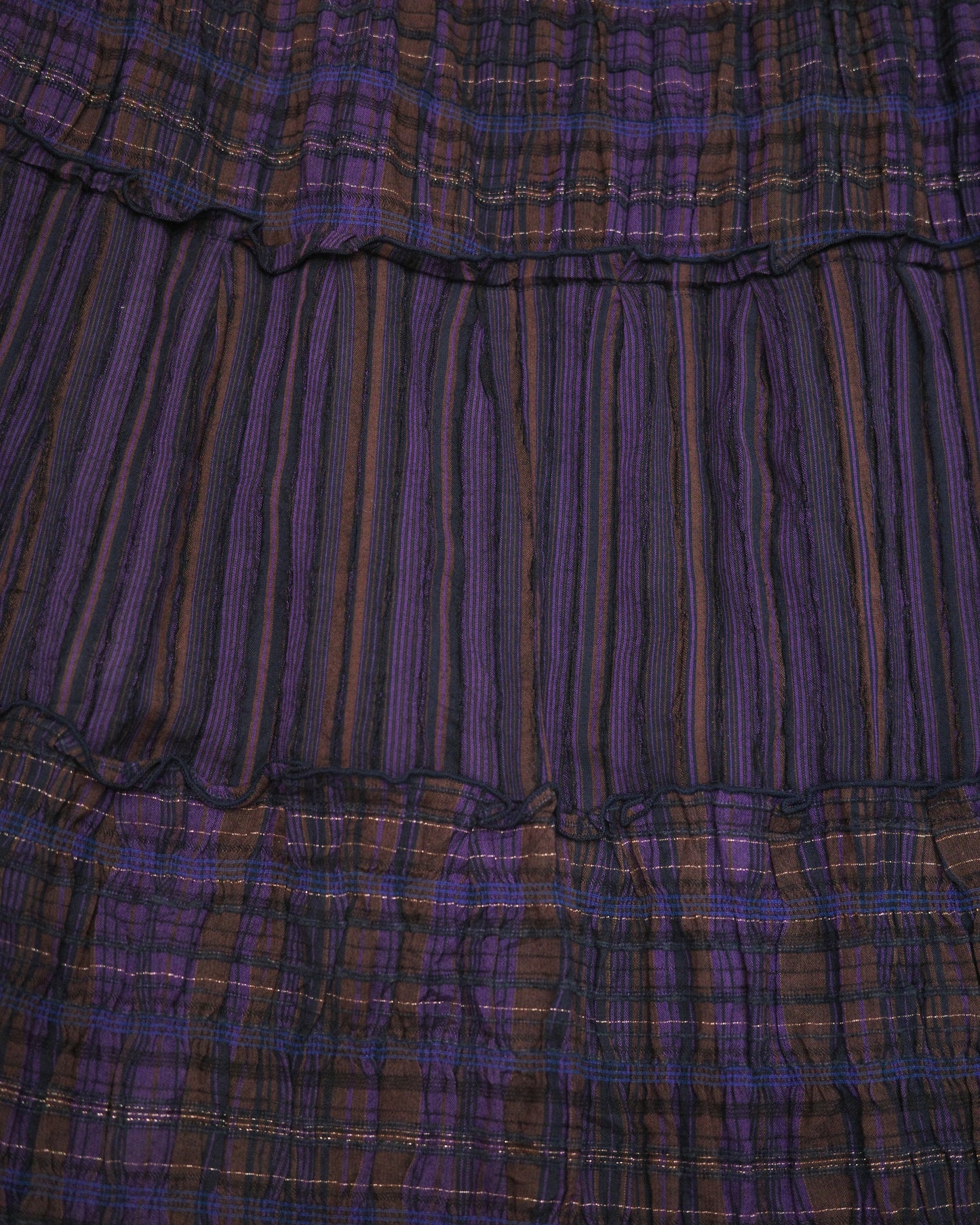 Purple Plaid Tiered Midi Skirt