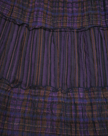 Purple Plaid Tiered Midi Skirt