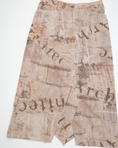 Newspaper Print Asymmetrical Skirt