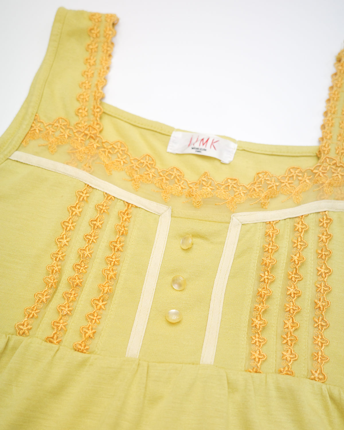Yellow Tiered Lace Hem Cami