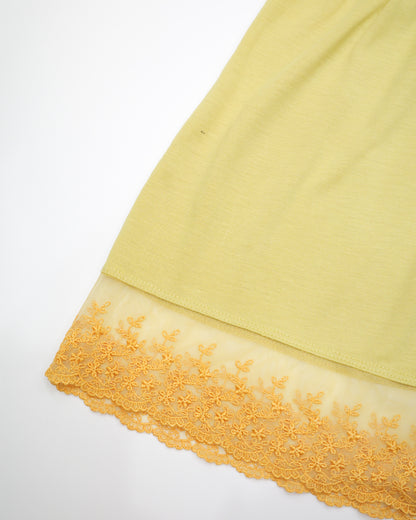 Yellow Tiered Lace Hem Cami