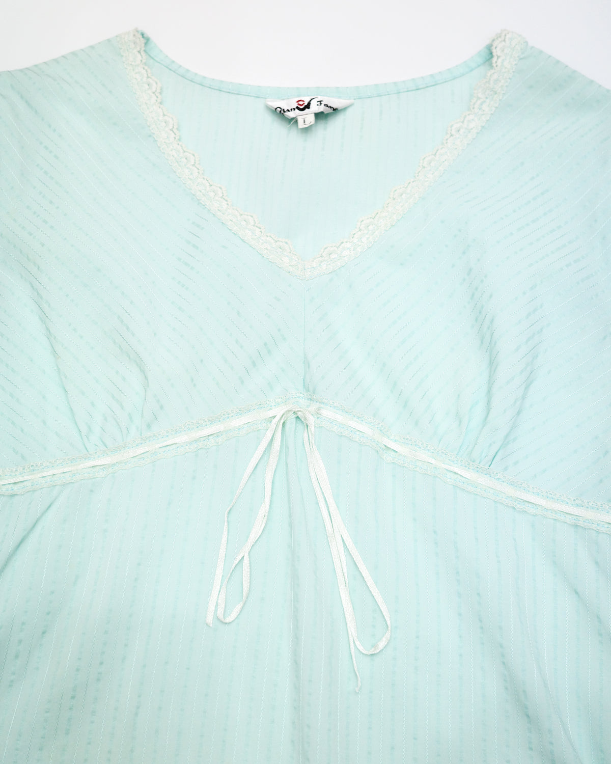 Mint V-Neck Ribbon Top