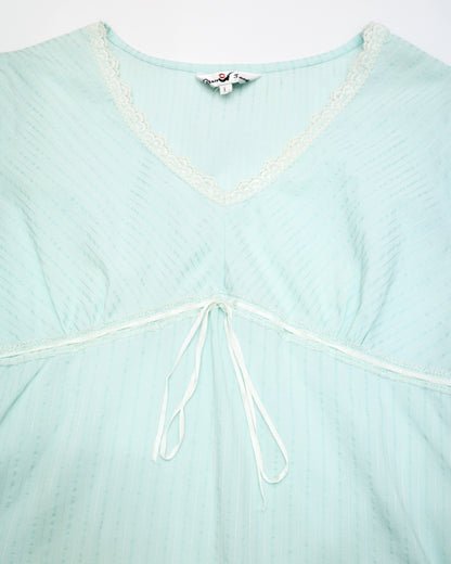 Mint V-Neck Ribbon Top