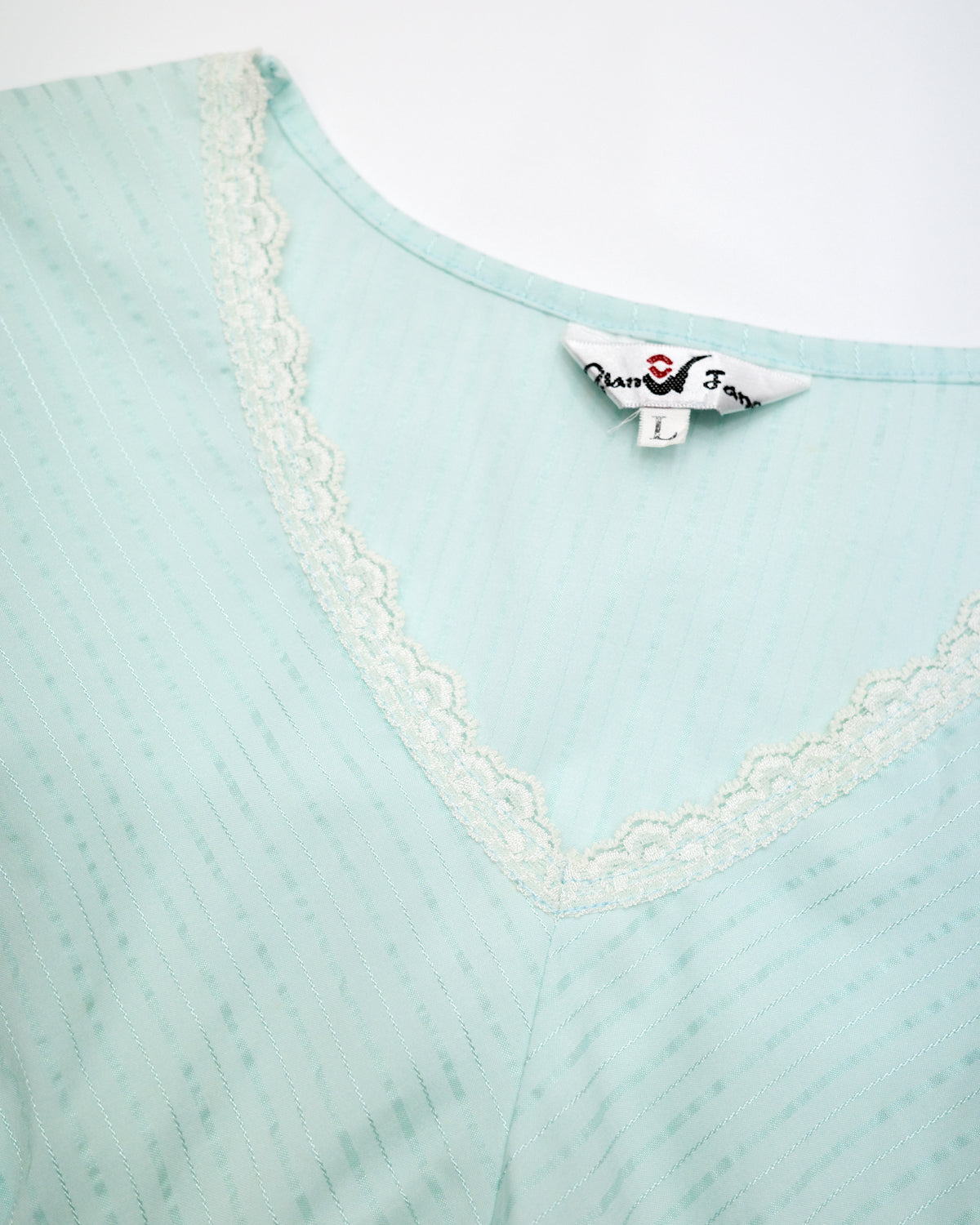 Mint V-Neck Ribbon Top