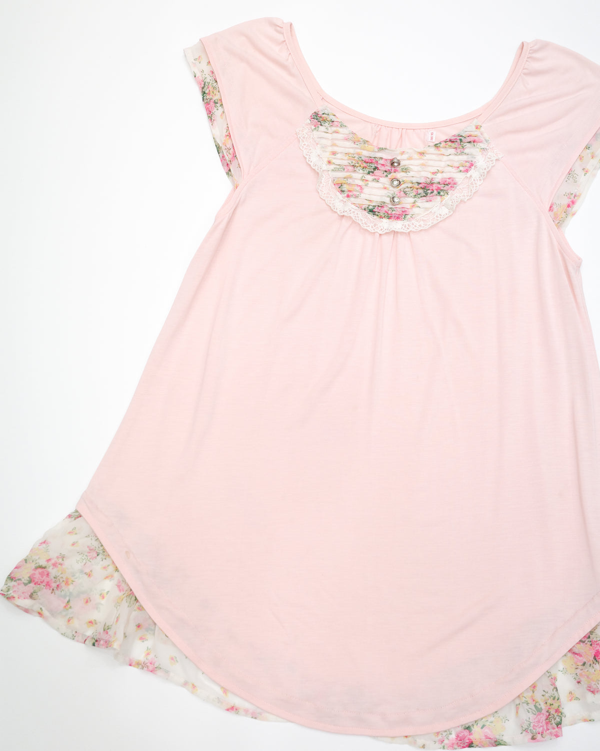 Pink Floral Trim Top
