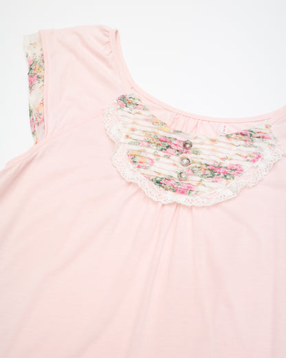 Pink Floral Trim Top