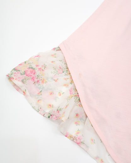 Pink Floral Trim Top