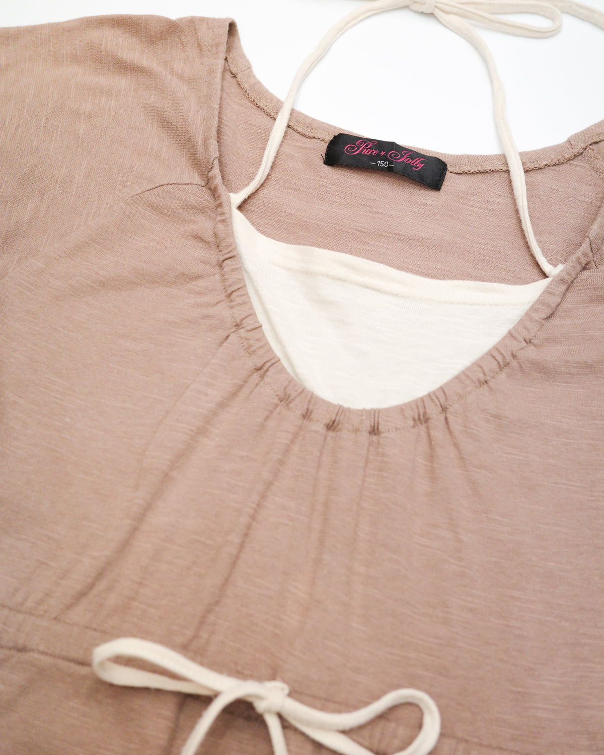 Taupe Butterfly Print Layered Halter Top