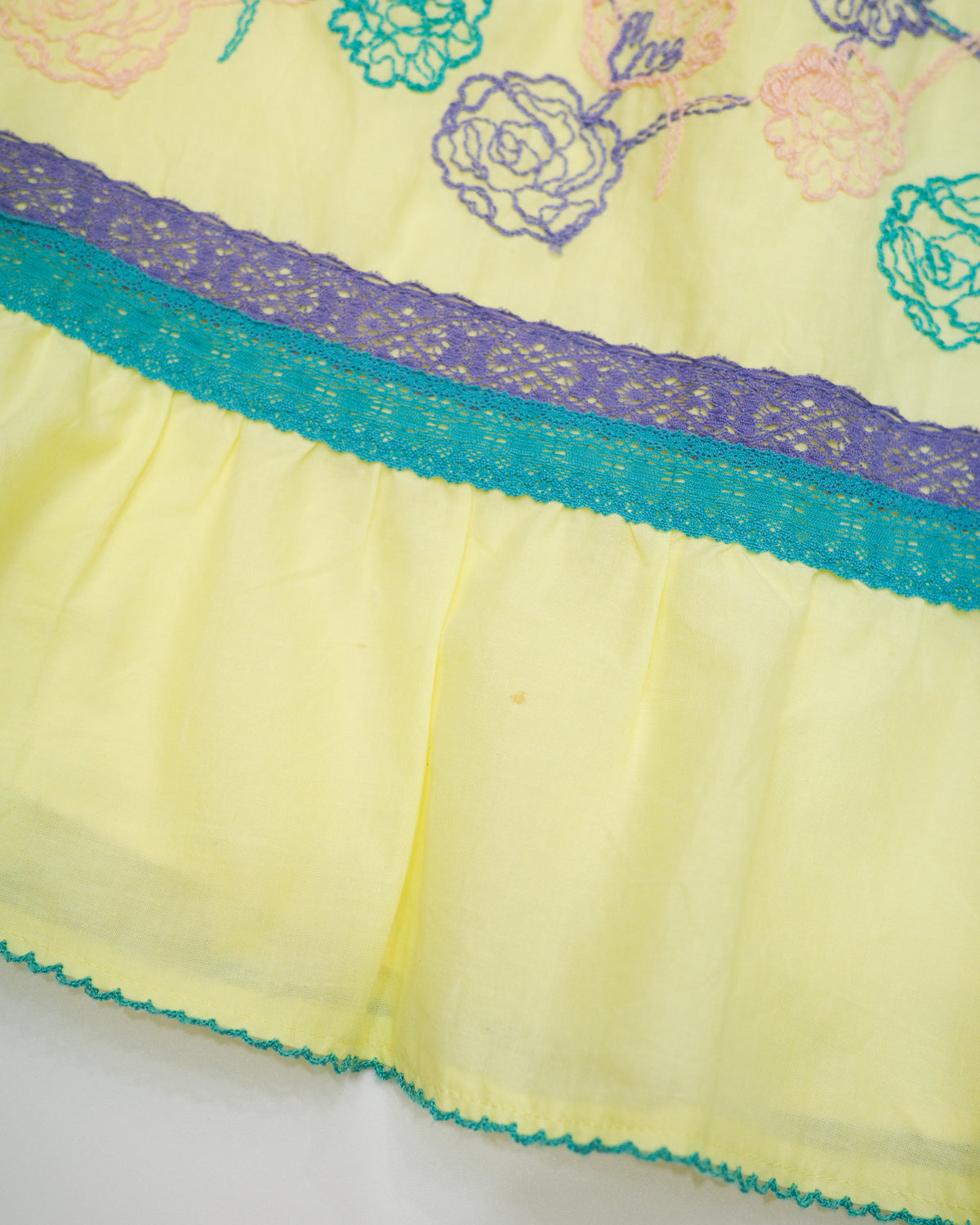 Yellow Embroidered Floral Smocked Cami Dress