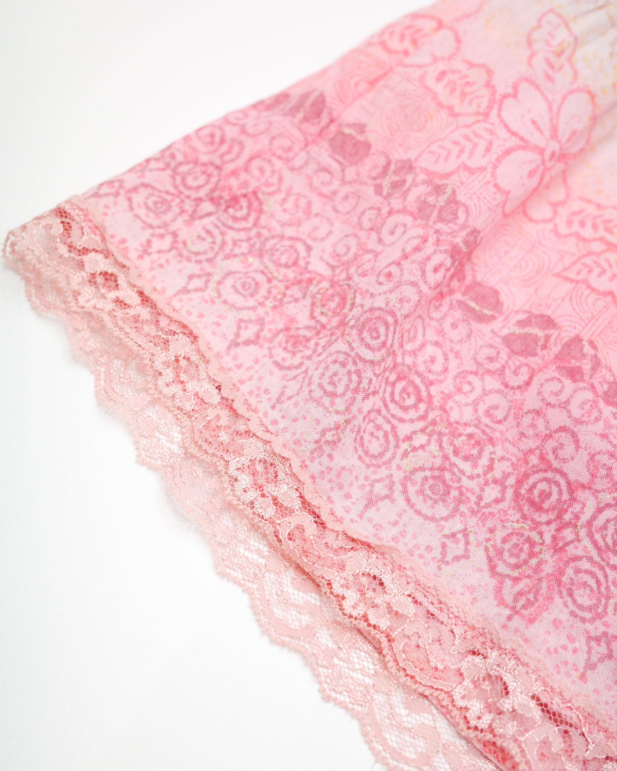 Pink Gradient Tiered Floral Ruffle Skirt