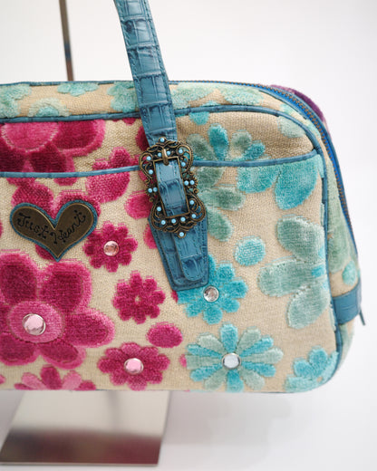 Think Bee! Teal Velvet Bag