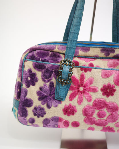 Think Bee! Teal Velvet Bag