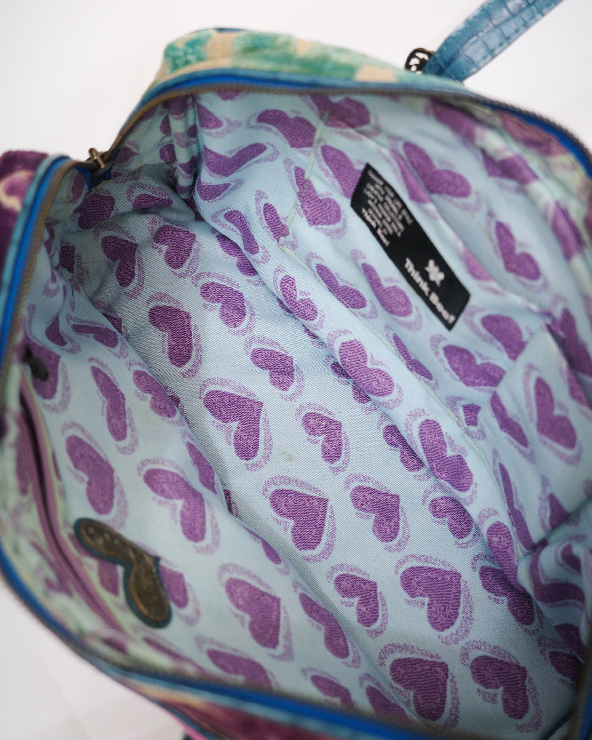 Think Bee! Teal Velvet Bag