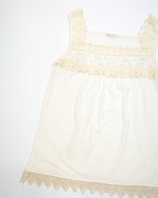 Axes Femme Cream Embroidered Lace Cami