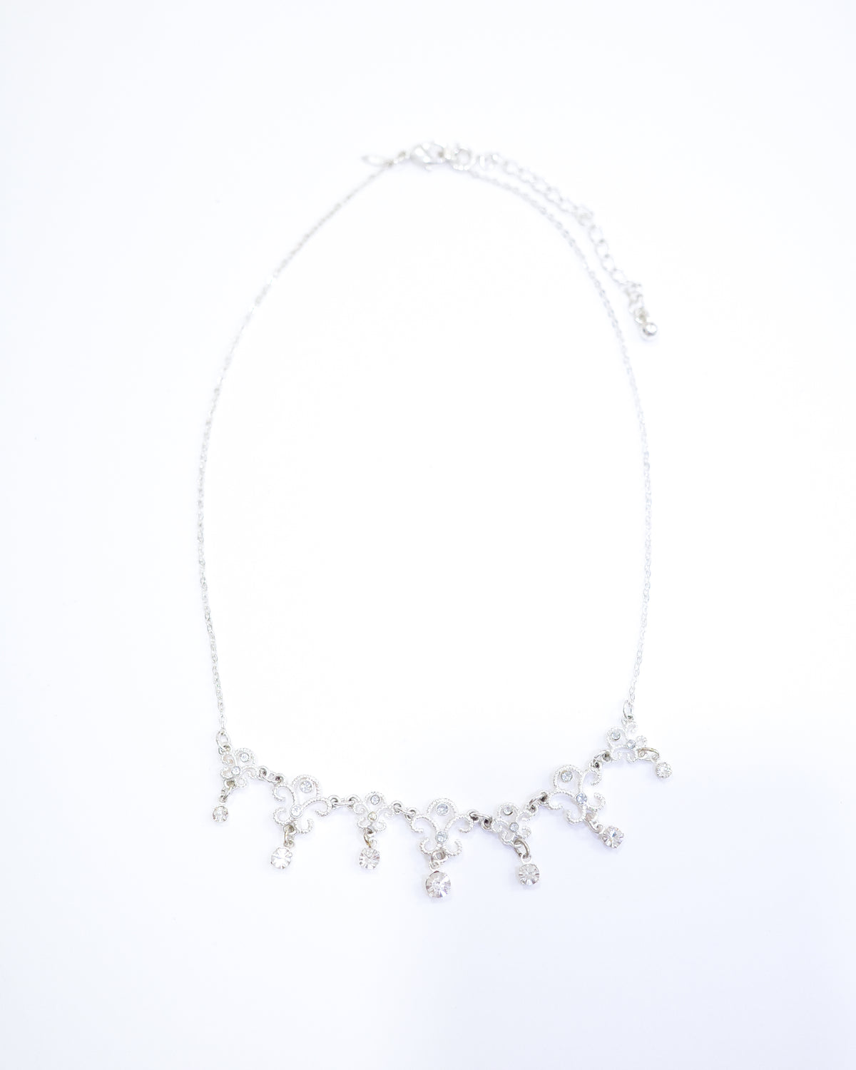Avon Silver Filigree Rhinestone Necklace