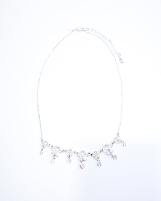 Avon Silver Filigree Rhinestone Necklace