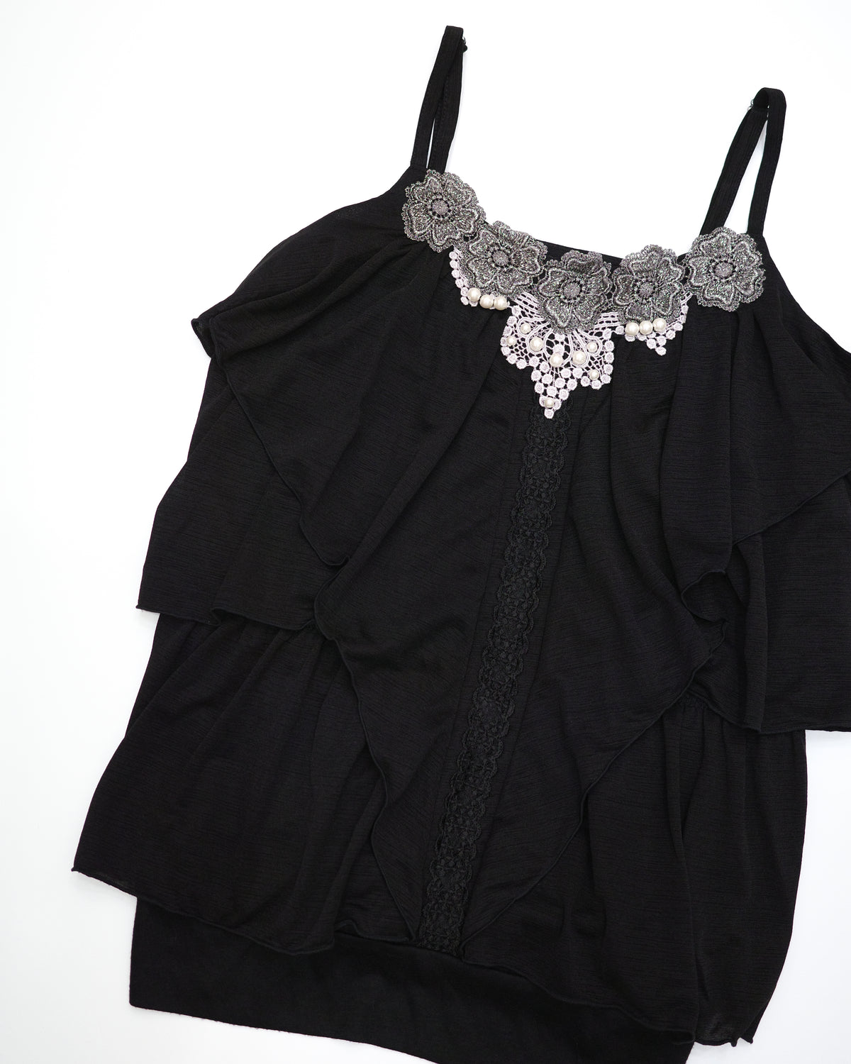 Axes Femme Black Tiered Lace Cami