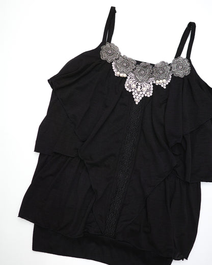 Axes Femme Black Tiered Lace Cami