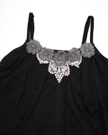 Axes Femme Black Tiered Lace Cami