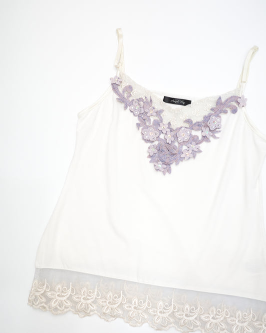 White Cami with Lavender Floral