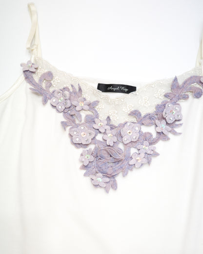 White Cami with Lavender Floral