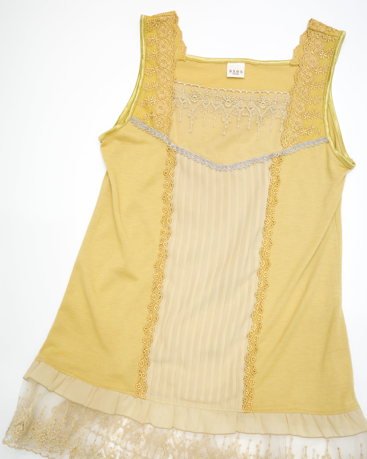 Axes Femme Mustard Yellow Pleated Cami