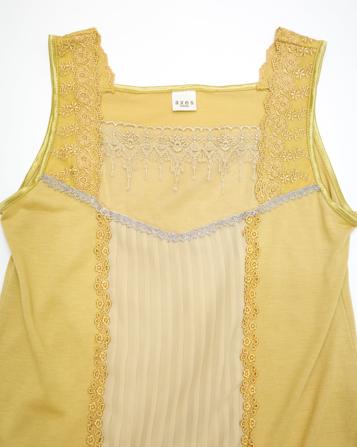 Axes Femme Mustard Yellow Pleated Cami