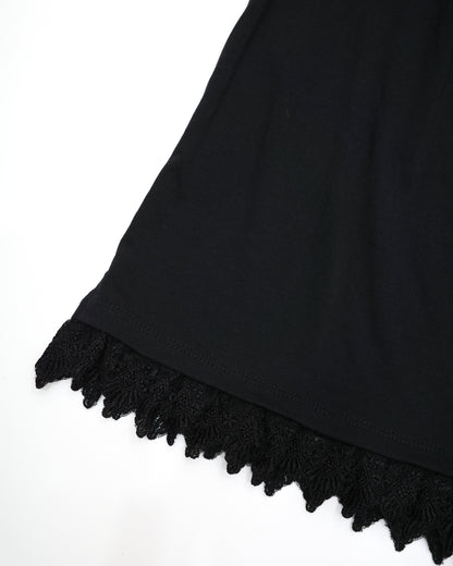 Axes Femme Black Cami with Lace & Pearls Trim