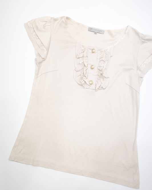Cream Ruffle Button Top