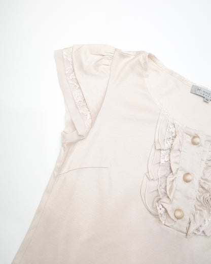 Cream Ruffle Button Top