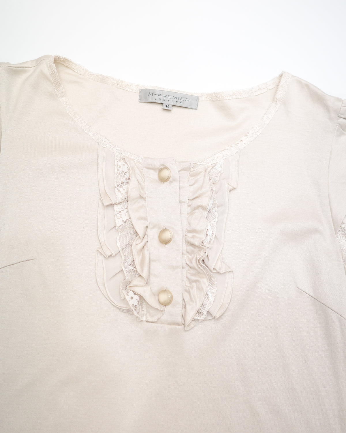 Cream Ruffle Button Top