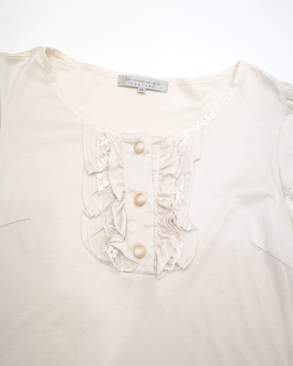 Cream Ruffle Button Top