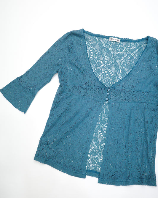 Teal Lace Cardigan