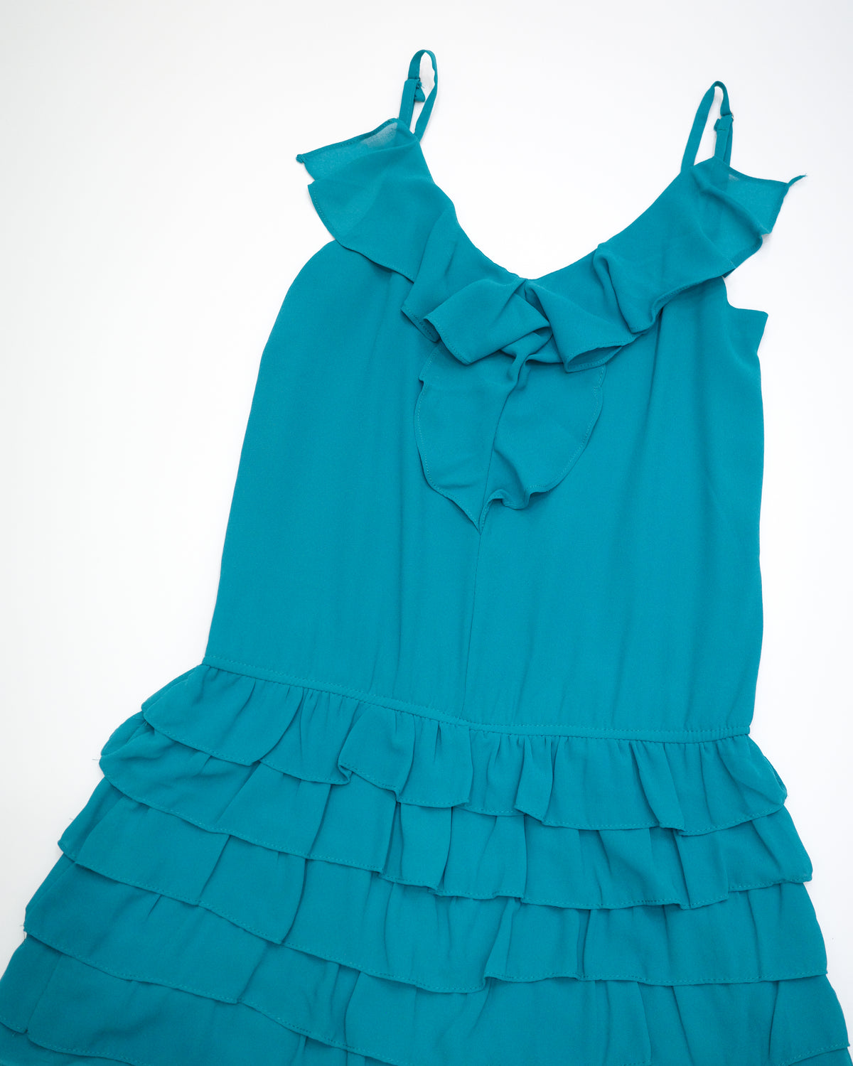 Teal Ruffled Tiered Cami Romper