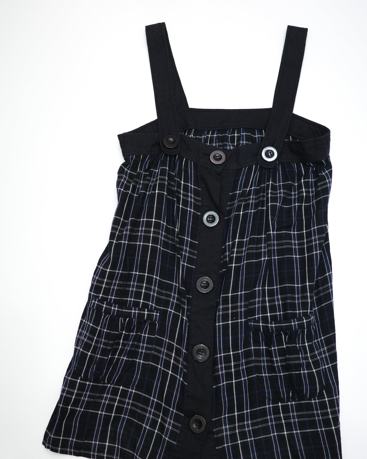 Dark Plaid Button-Front Dress