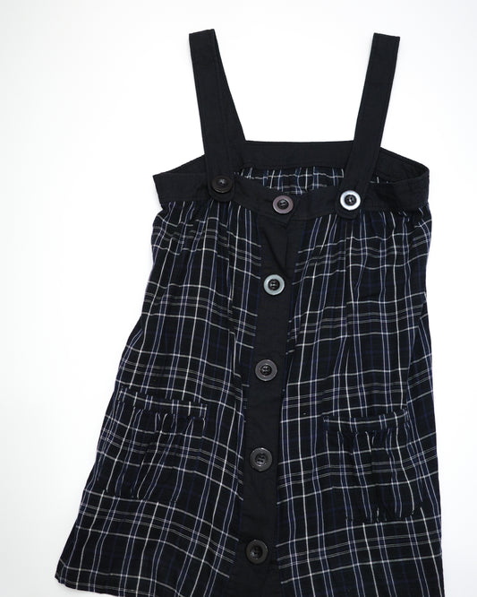 Dark Plaid Button-Front Dress