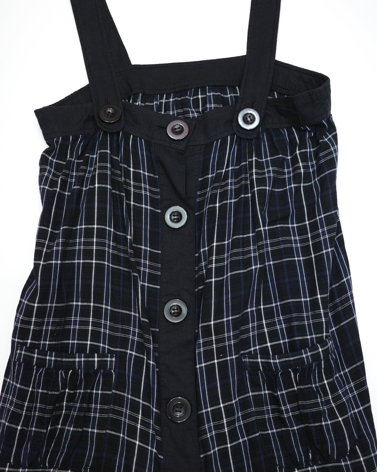 Dark Plaid Button-Front Dress