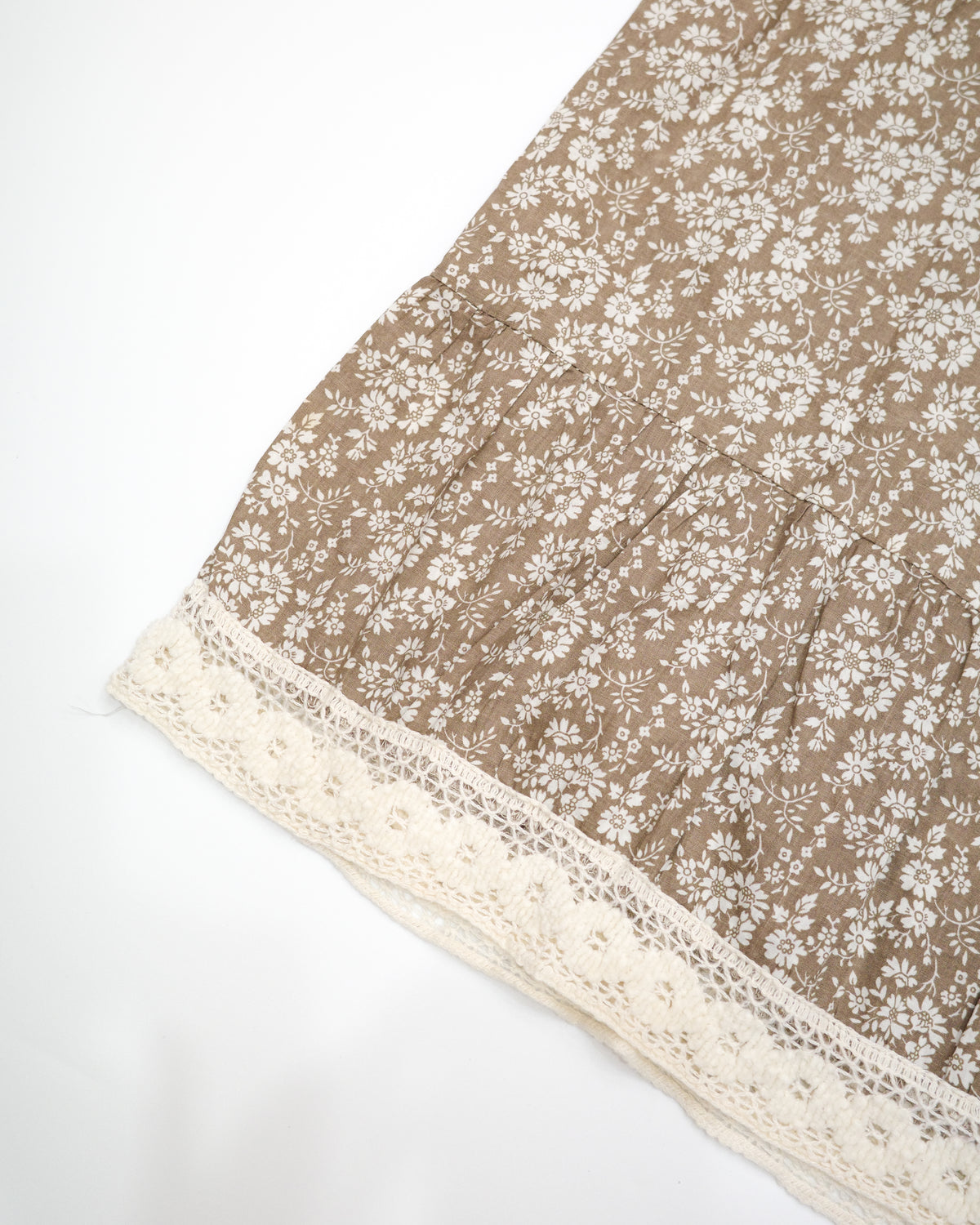 Beige Floral Square-Neck Dress