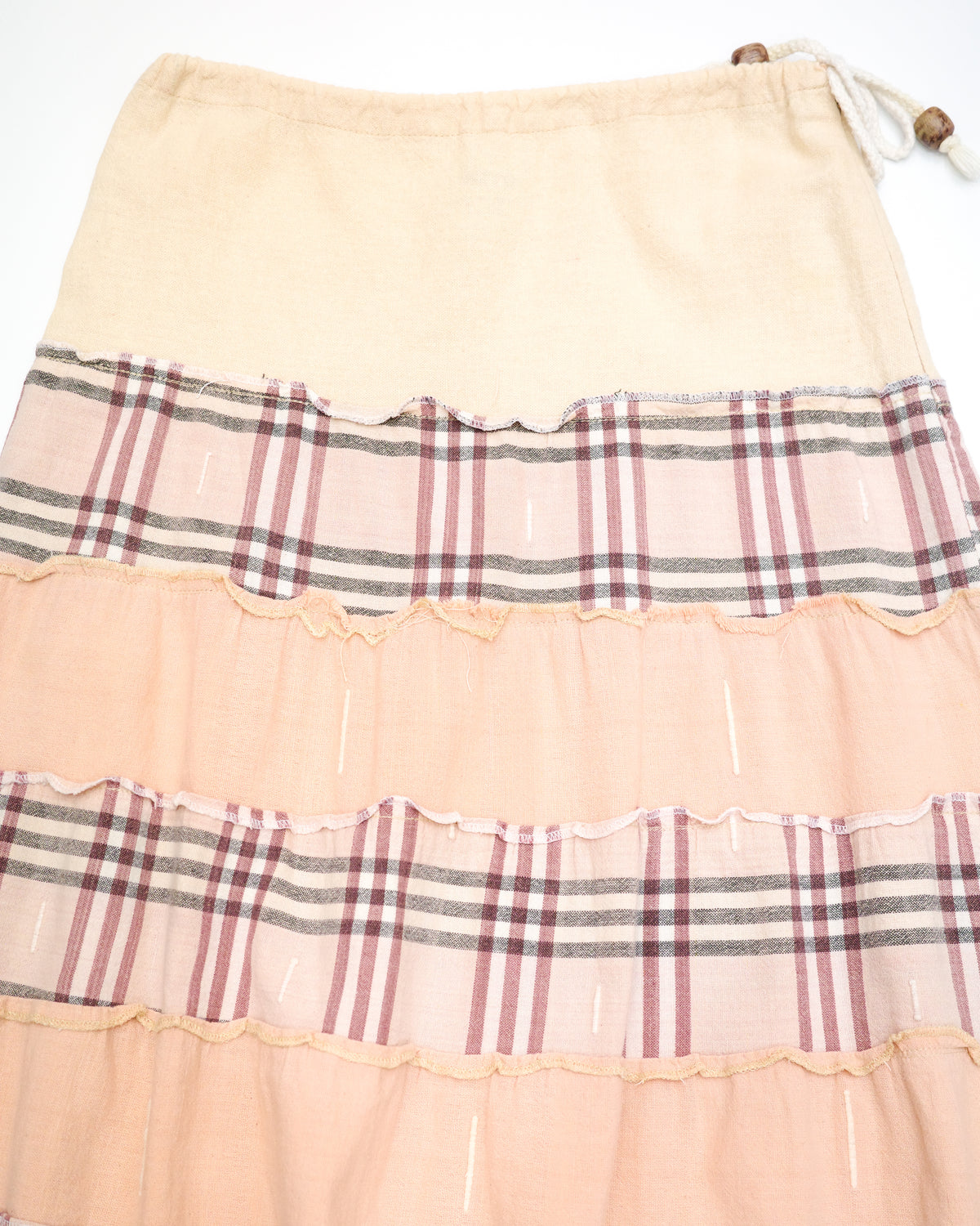 Pink Plaid Drawstring Skirt