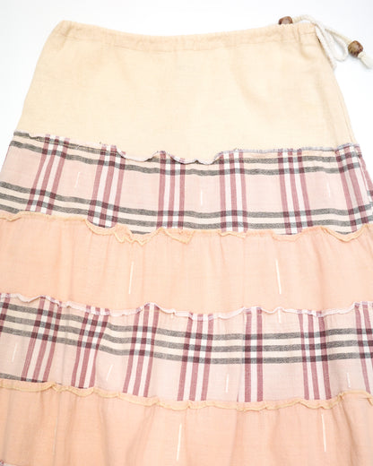 Pink Plaid Drawstring Skirt