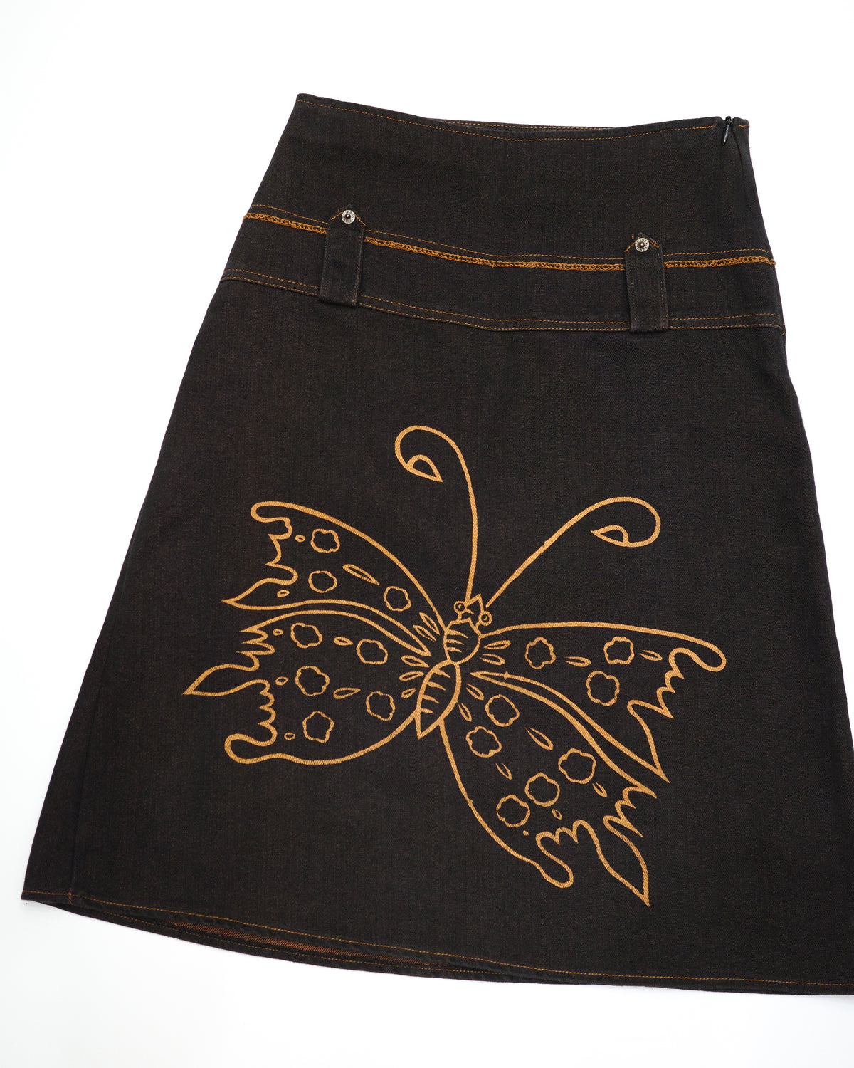 Denim Skirt w/ Butterfly Print