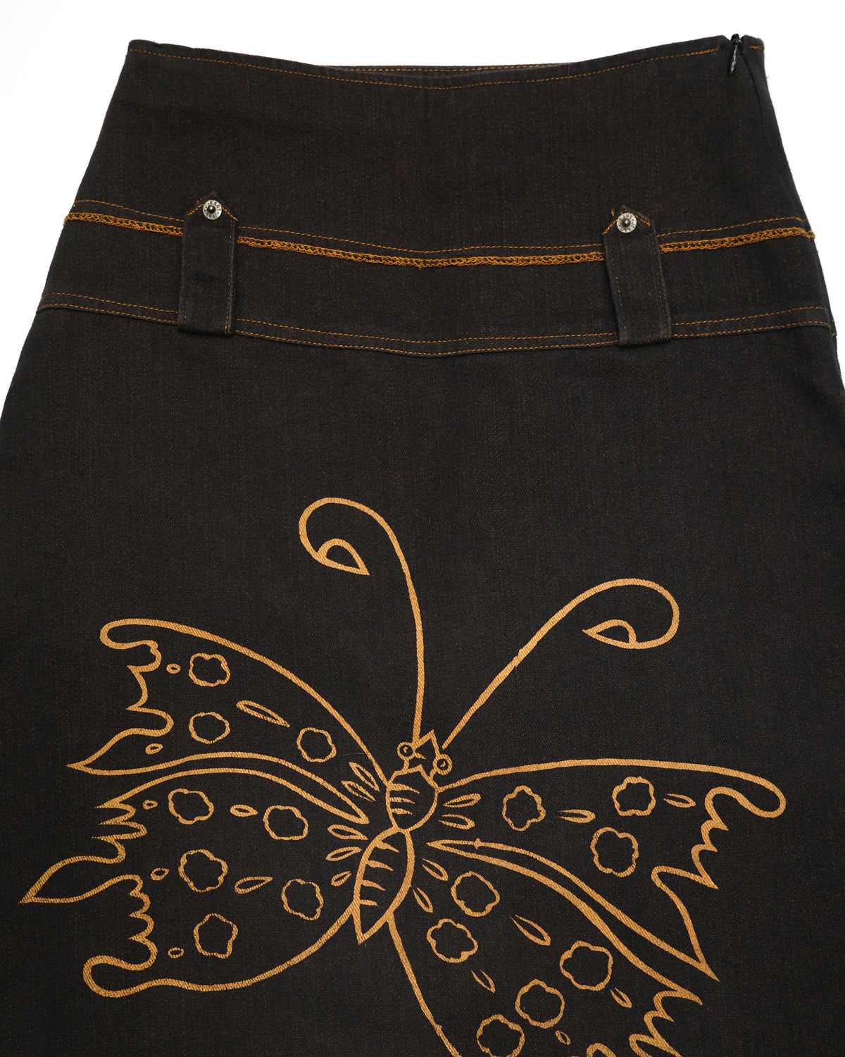 Denim Skirt w/ Butterfly Print