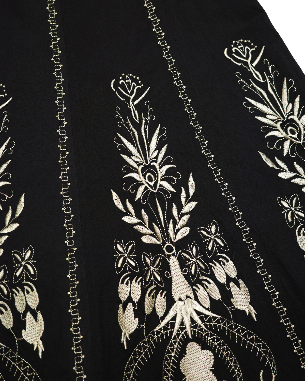 Black A-Line Skirt w/ Embroidery