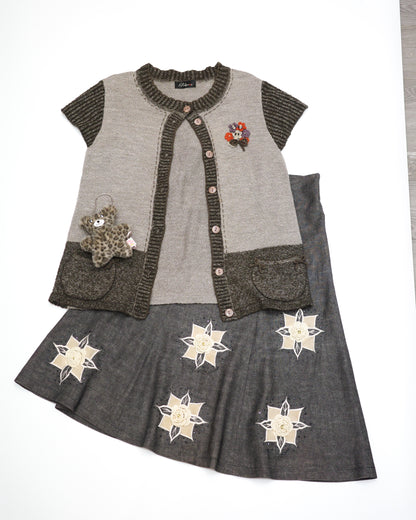 Knit Short-Sleeve Cardigan