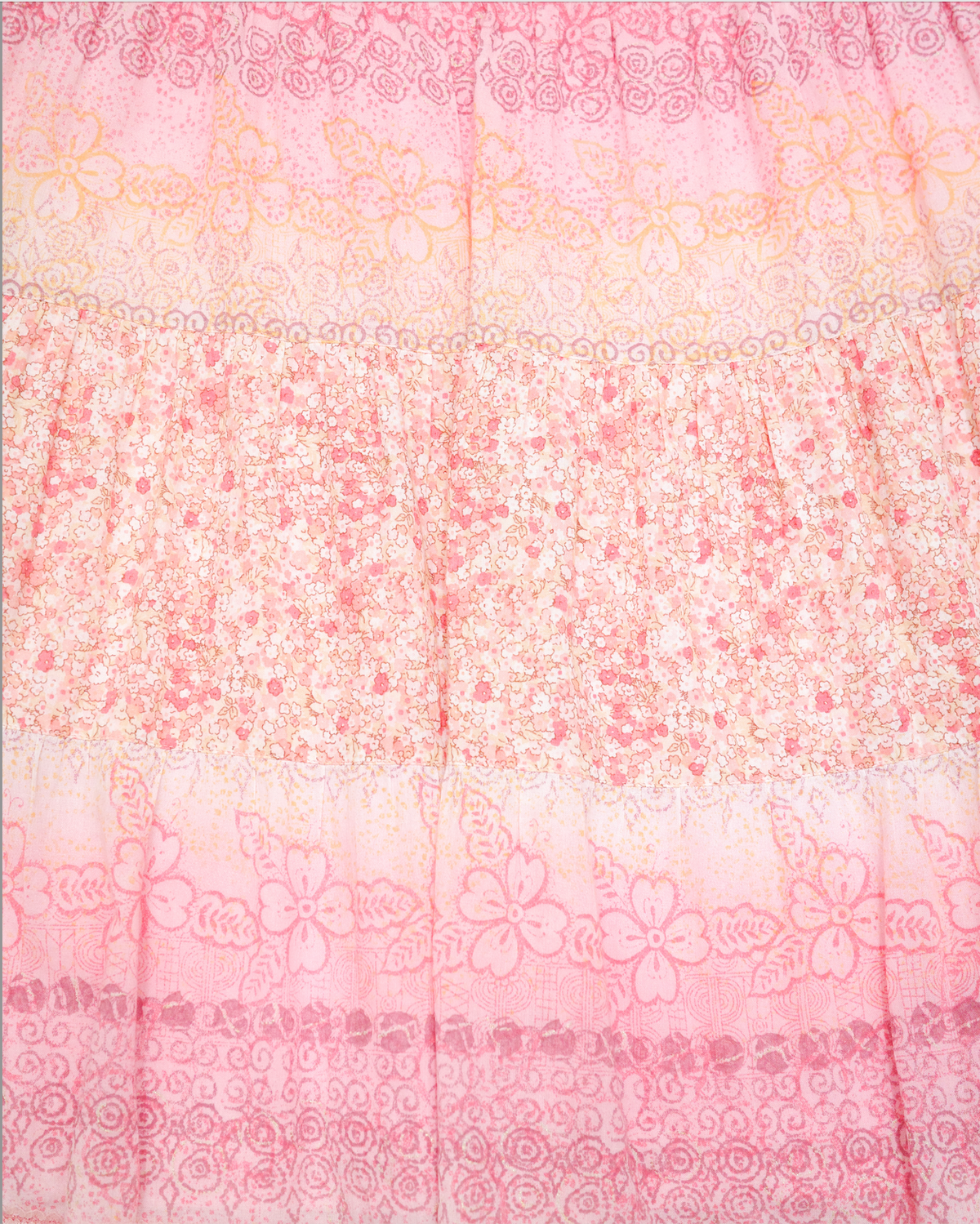 Pink Gradient Tiered Floral Ruffle Skirt