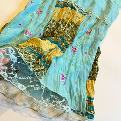 Teal Floral Lace Blouse